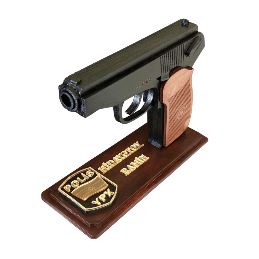 Custom Wooden Police Decor – Gun Model with Badge & Name - 2