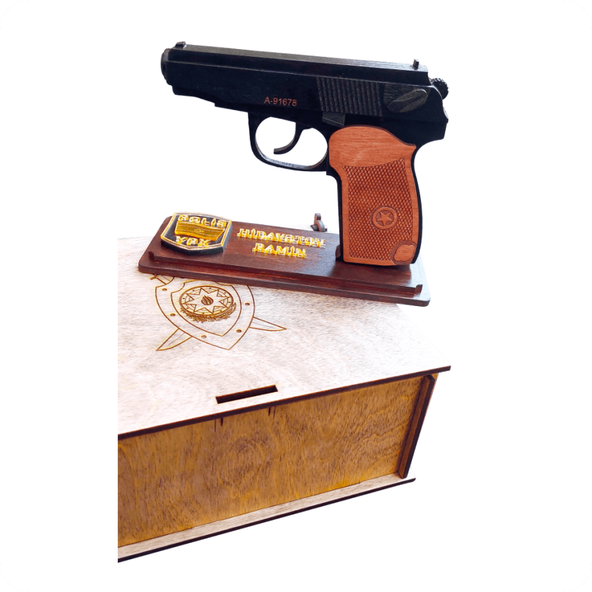 Custom Wooden Police Decor – Gun Model with Badge & Name - 3