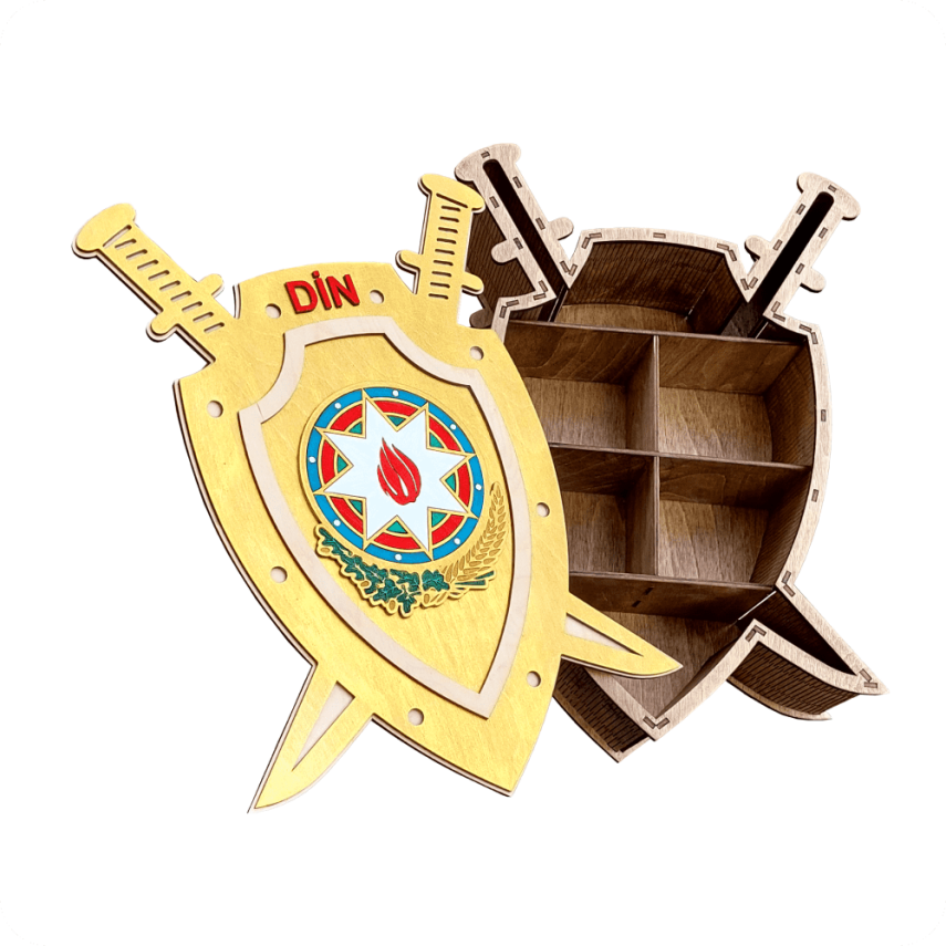 Daxili İşlər Nazirliyinə Özəl Taxta Qutu - DİN Rəngli - 1