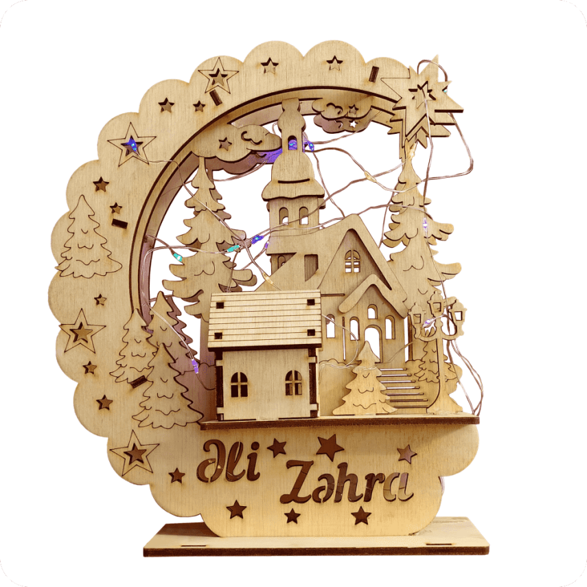 Illuminated Wooden Table Decor for New Year - 1