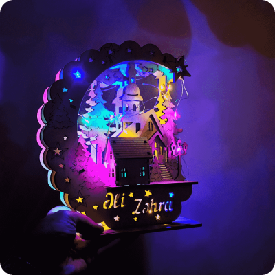 Illuminated Wooden Table Decor for New Year - 2