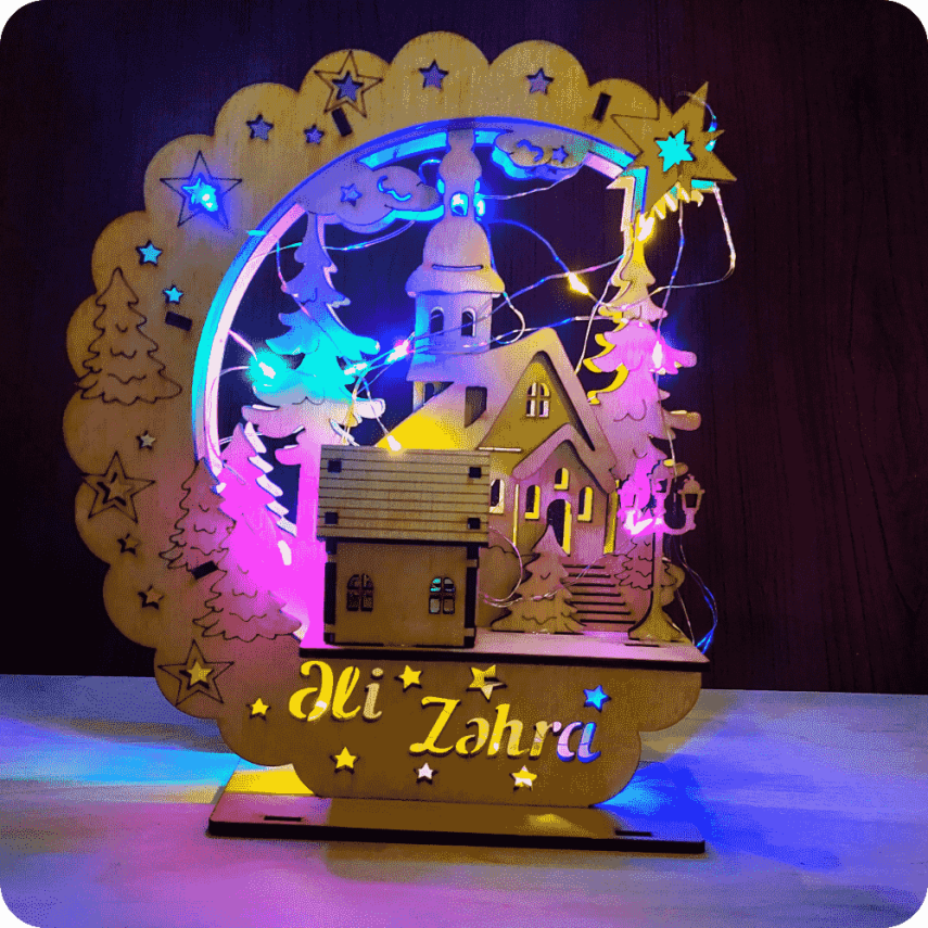 Illuminated Wooden Table Decor for New Year - 3
