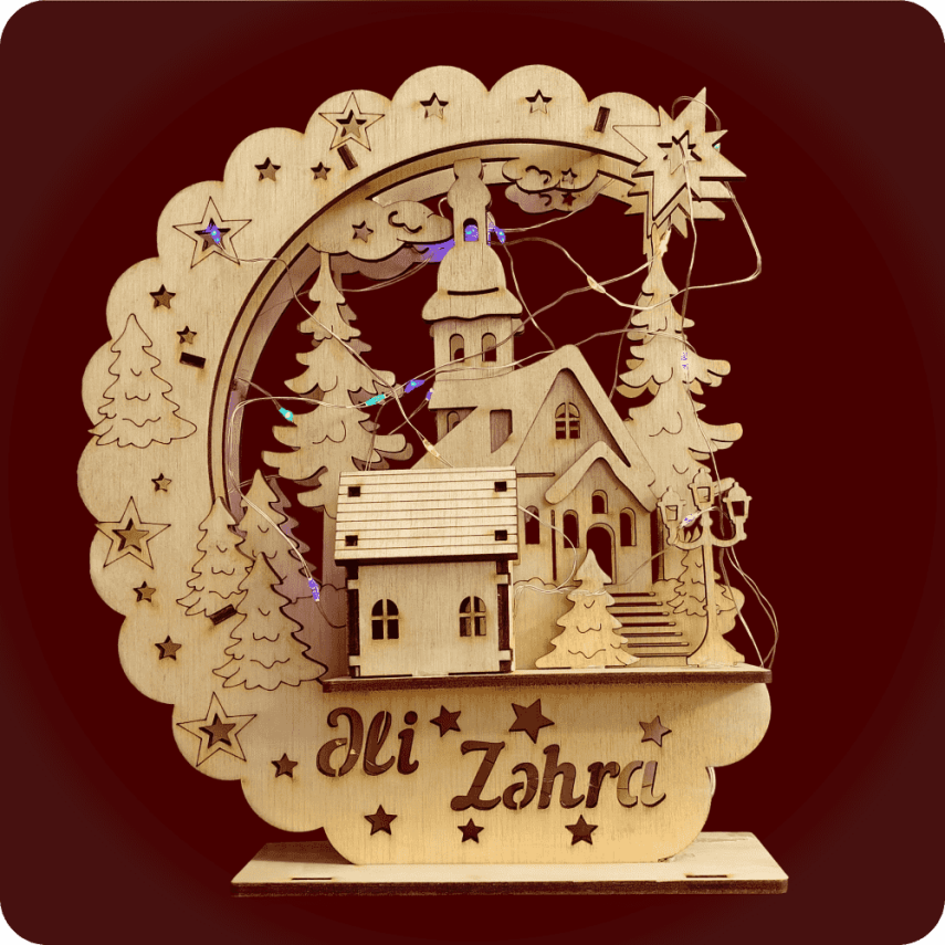 Illuminated Wooden Table Decor for New Year - 4