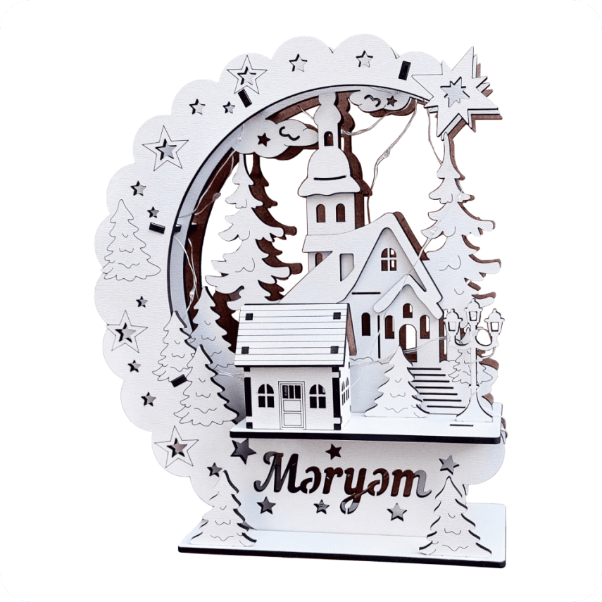 Illuminated Wooden Table Decor for New Year - 5