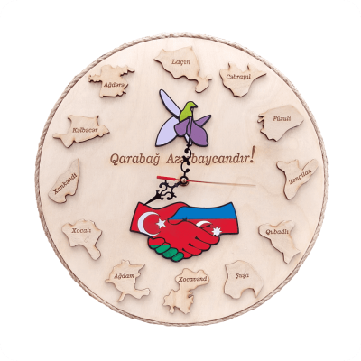 “Karabakh is Azerbaijan!” Themed Wooden Clock - 1