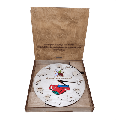 “Karabakh is Azerbaijan!” Themed Wooden Clock - 4