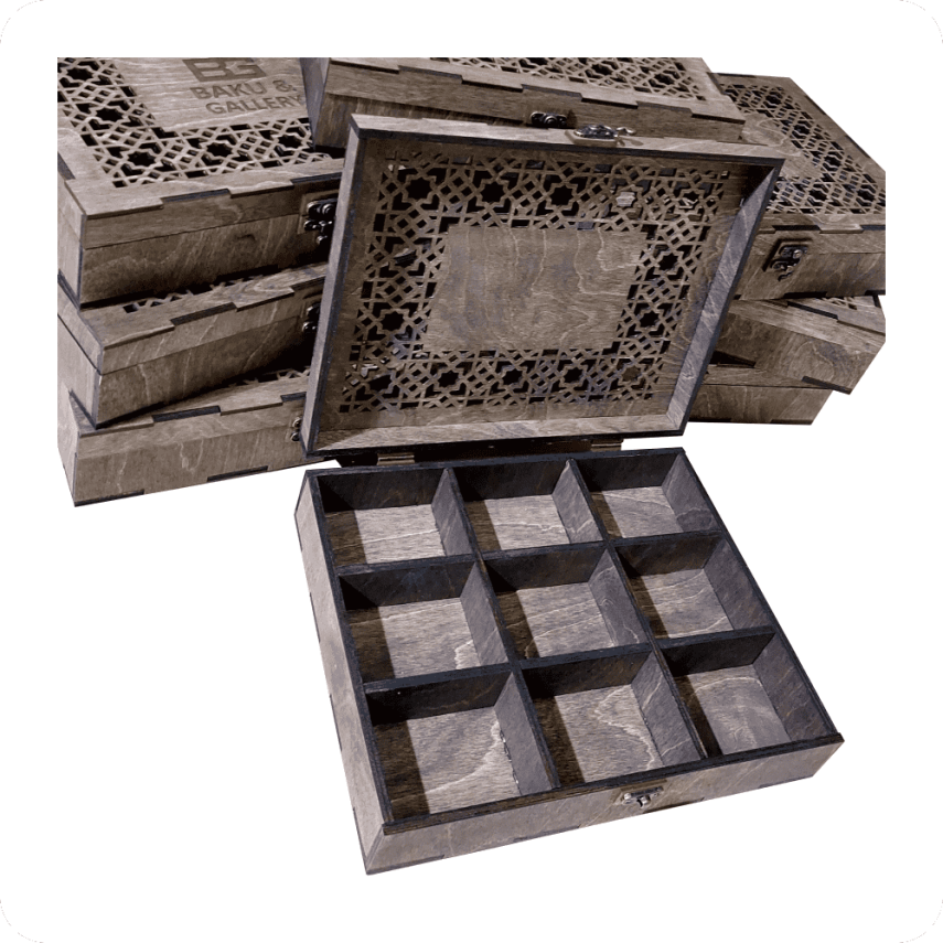 Ornamental Wooden Box with Compartments - 1