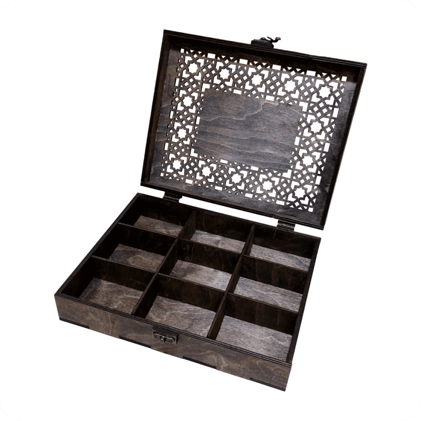 Ornamental Wooden Box with Compartments - 2