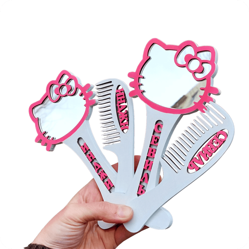 Personalized Mirror and Comb Set for Girls - 1