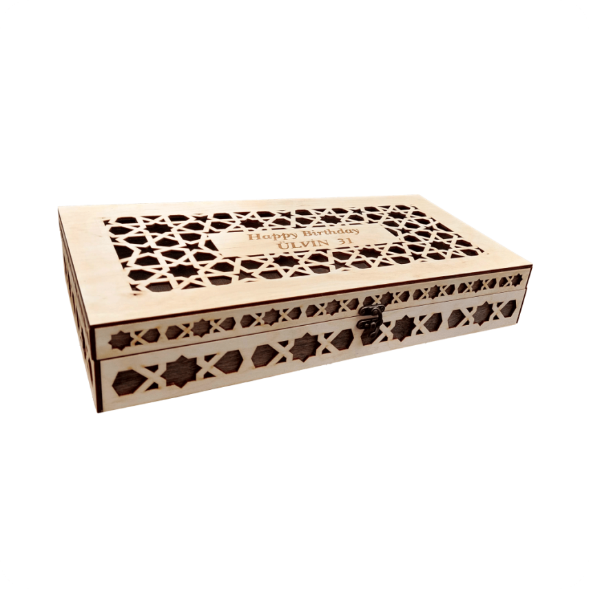 Personalized Wooden Box with Ornamental Design - 2