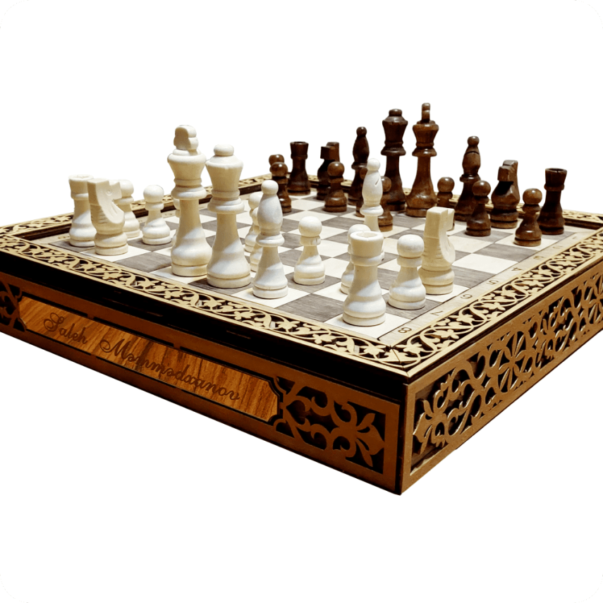 Personalized Wooden Chess Set with Name Engraving - 1
