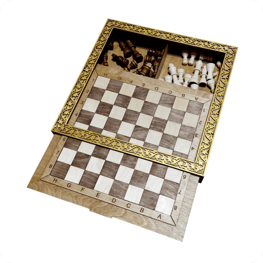 Personalized Wooden Chess Set with Name Engraving - 3