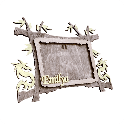 Personalized Wooden Frame with Dragon Theme - 1