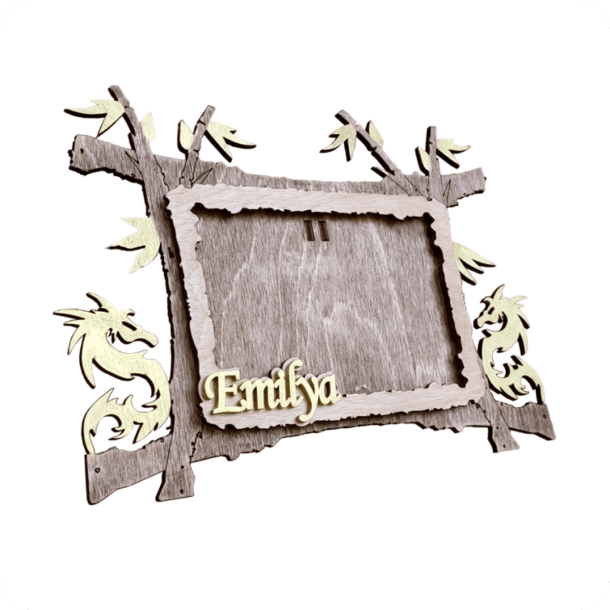 Personalized Wooden Frame with Dragon Theme - 1