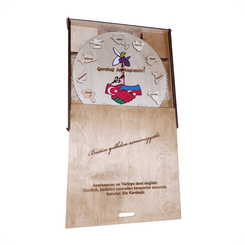 Qarabağ Azərbaycandır! Temalı Taxta Saat - 2