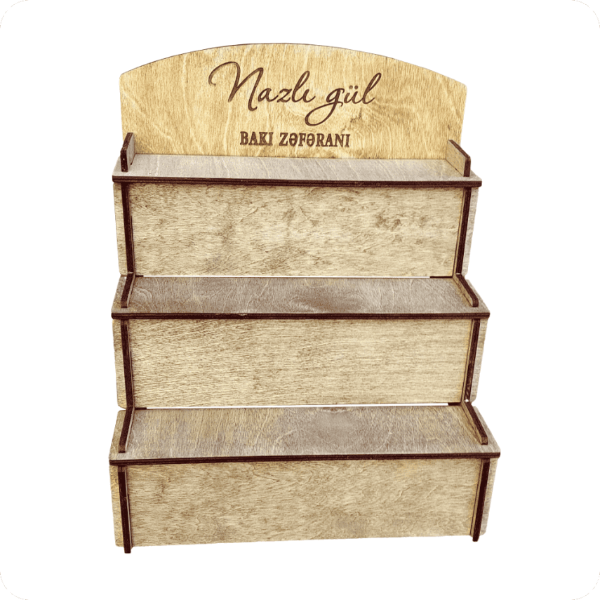 Three-Tier Wooden Display Stand - 1