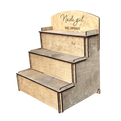 Three-Tier Wooden Display Stand - 3