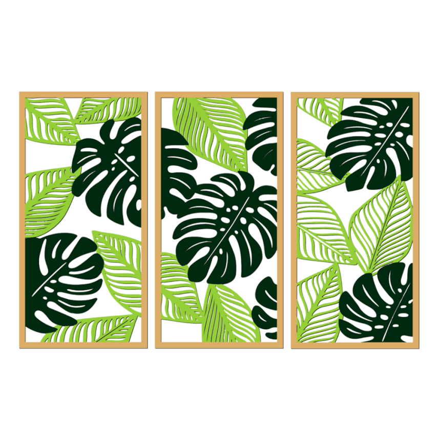 Tropical Leaf Triptych Wall Decor - 1