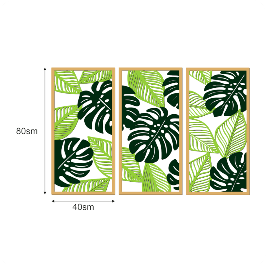 Tropical Leaf Triptych Wall Decor - 4