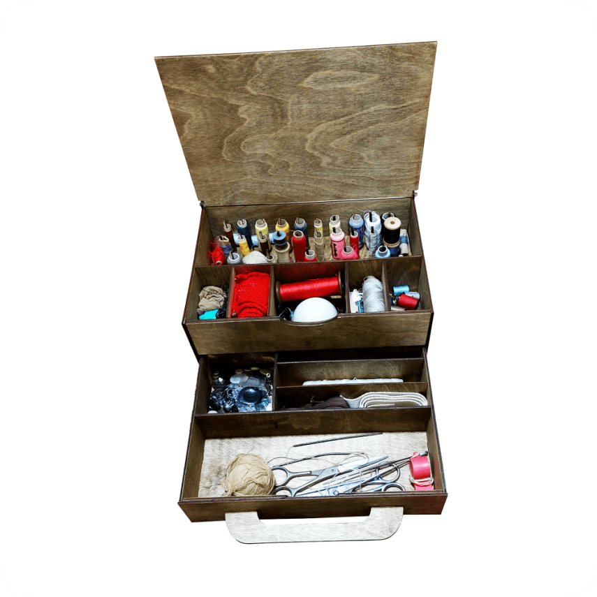 Wooden Box for Sewing Accessories - 2
