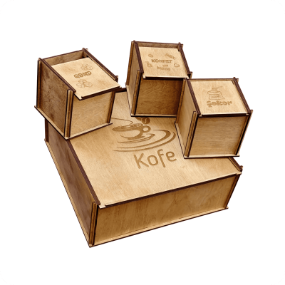 Wooden Box Set for Coffee, Candy, Sugar & Cubes 