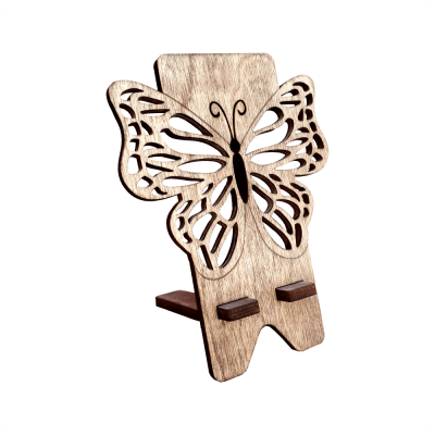 Wooden Butterfly-Shaped Phone Stand - 1