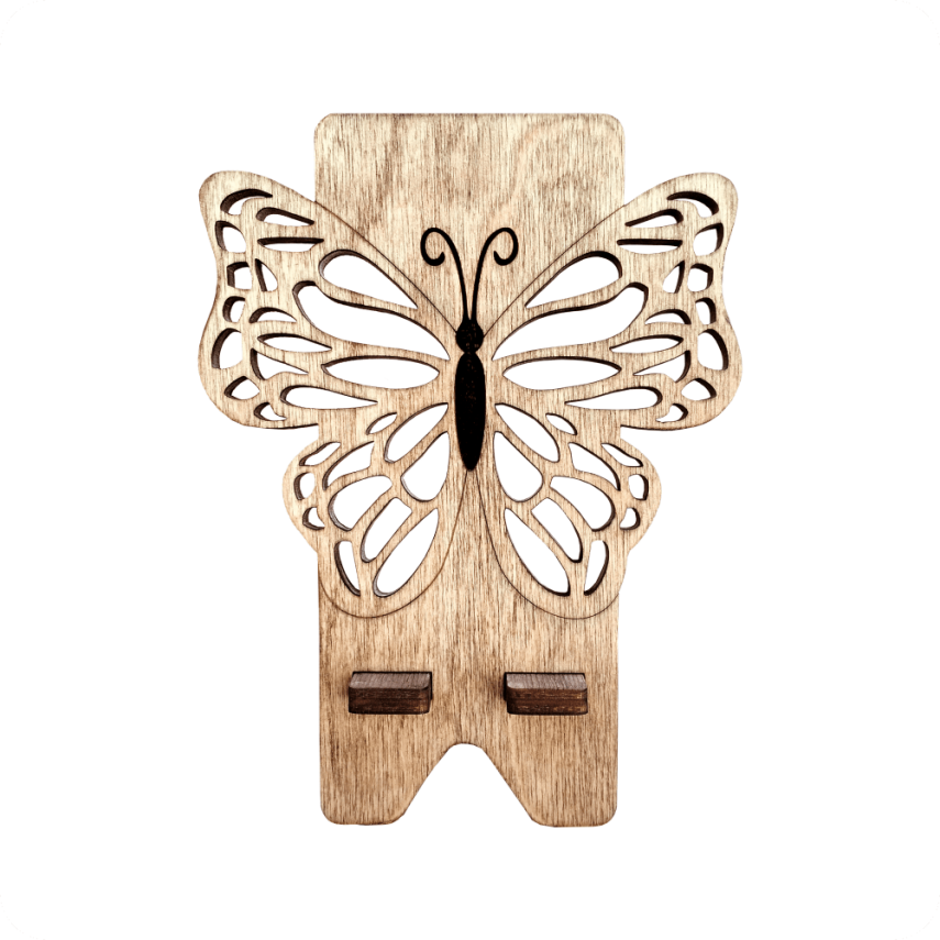Wooden Butterfly-Shaped Phone Stand - 2