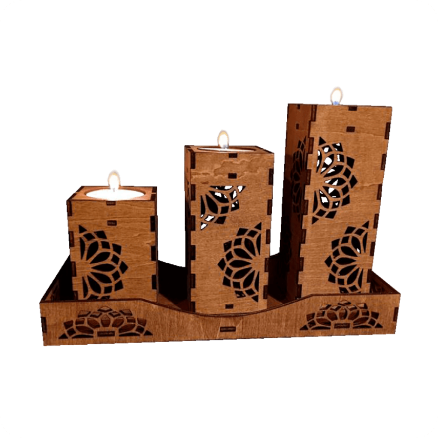 Wooden Candle Holder Decor - 1