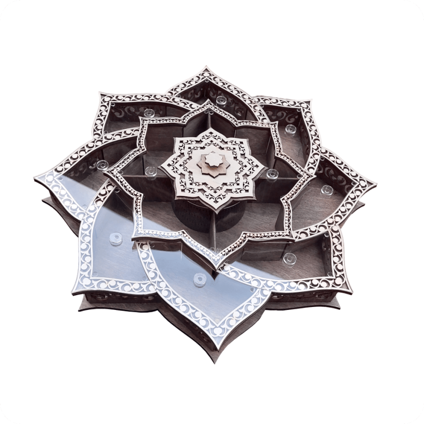 Wooden Flower-Shaped Sweets Box - 1