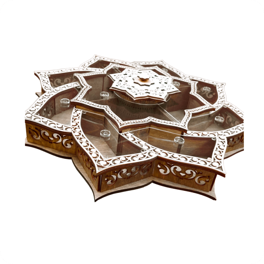 Wooden Flower-Shaped Sweets Box - 3