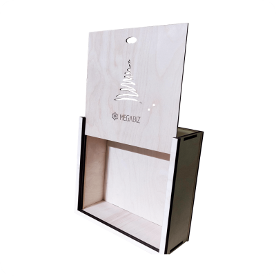 Wooden Gift Box with Holiday-Themed Design - 2