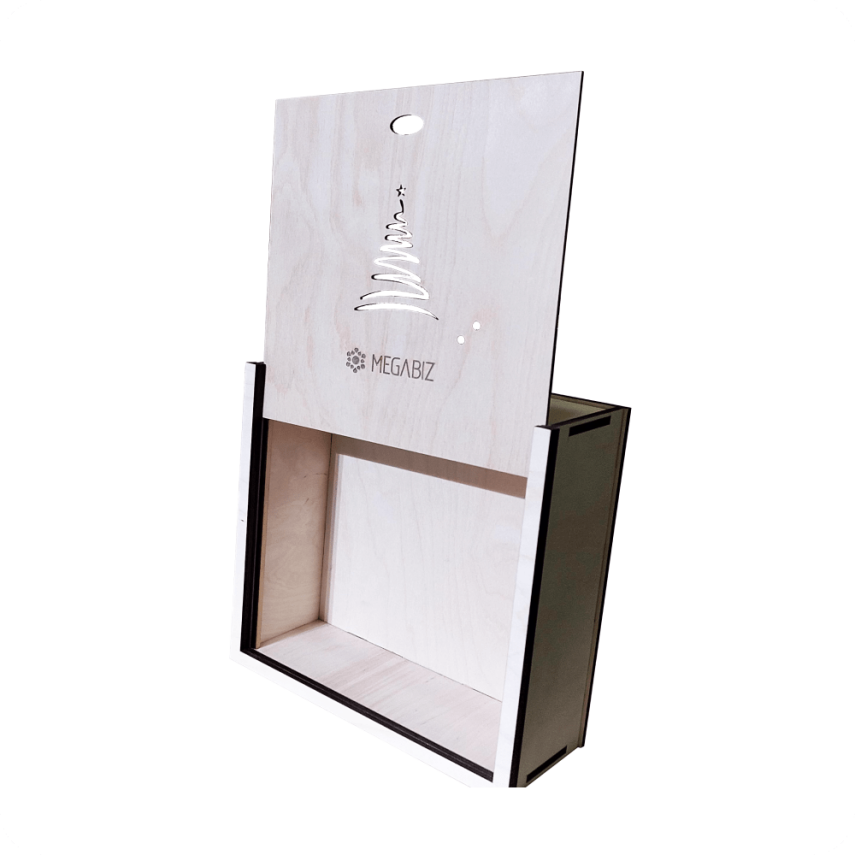 Wooden Gift Box with Holiday-Themed Design - 2