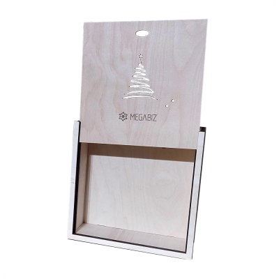 Wooden Gift Box with Holiday-Themed Design - 3