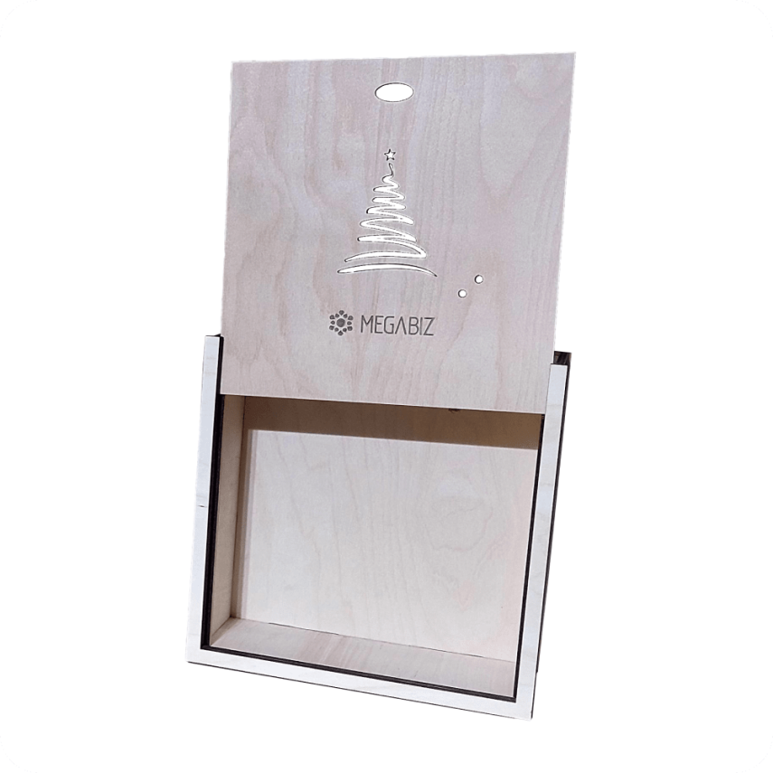 Wooden Gift Box with Holiday-Themed Design - 3
