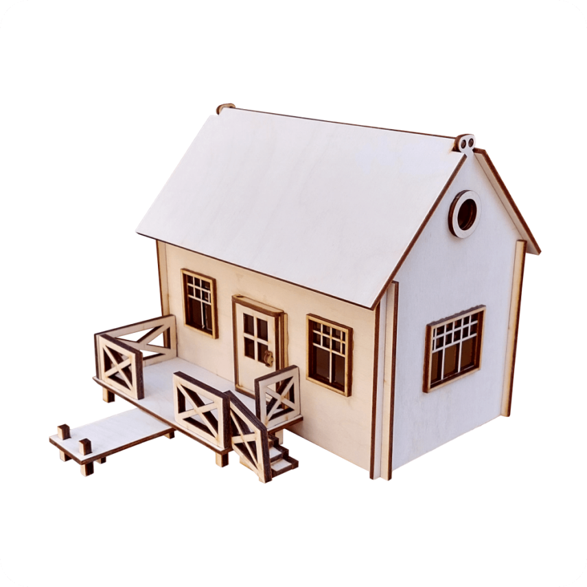 Wooden House-Shaped Box - 1