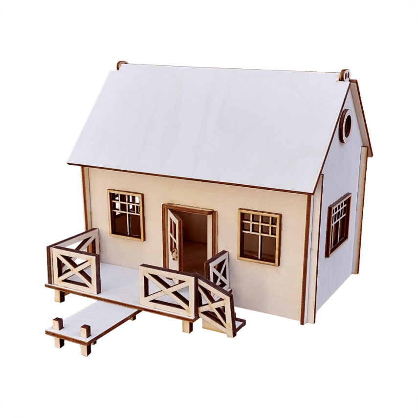 Wooden House-Shaped Box - 2