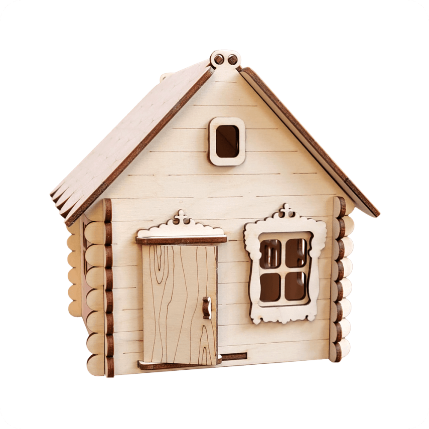 Wooden House-Shaped Box - 1