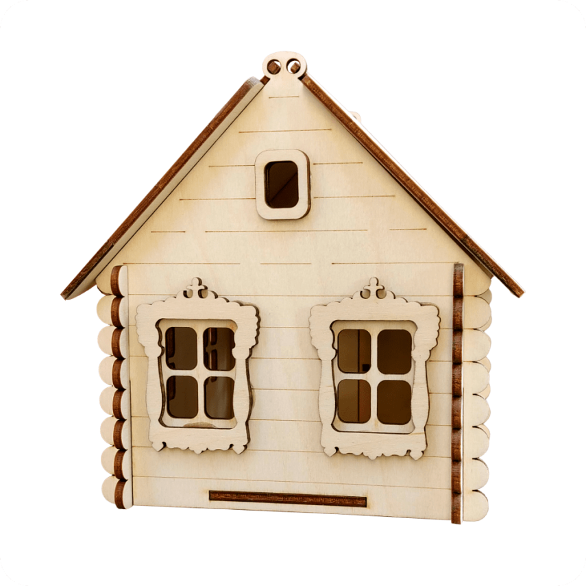 Wooden House-Shaped Box - 2