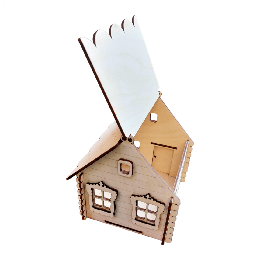 Wooden House-Shaped Box - 3