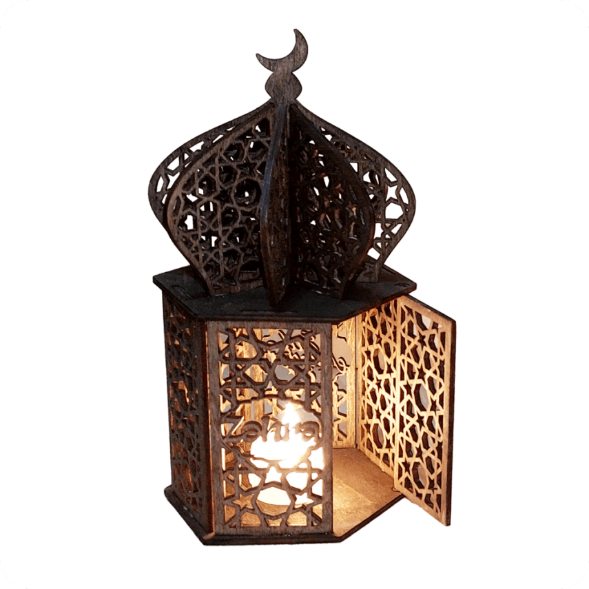 Wooden Lantern – Illuminated Decorative Candle Holder - 1
