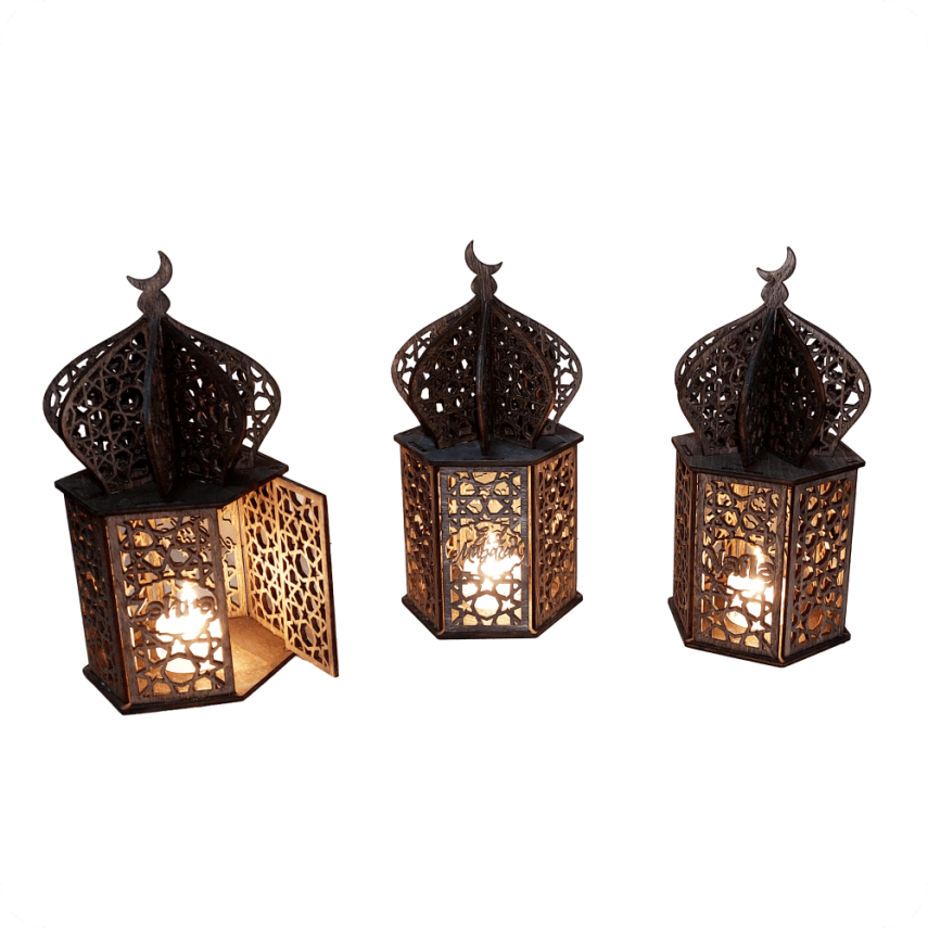 Wooden Lantern – Illuminated Decorative Candle Holder - 2