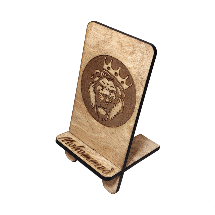 Wooden Phone Stand with Name & Logo Engraving - 2