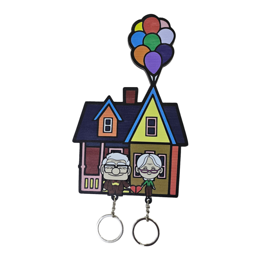Wooden “Up” Movie-Themed House Key Holder - 1