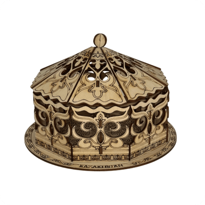 Wooden Yurt-Shaped Box - 1